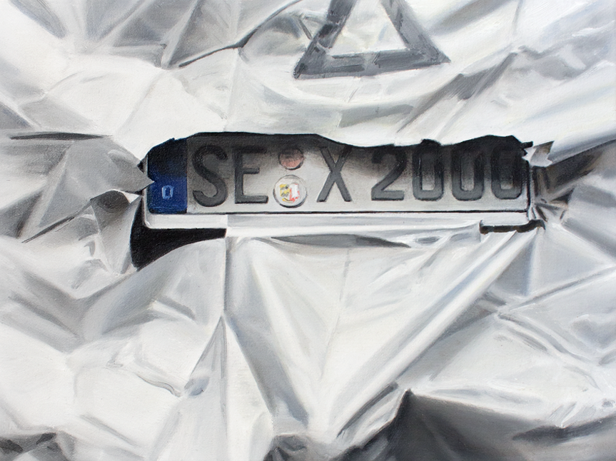 Euro Plate (Sex2000), 2025, Oil on canvas, 27x36
